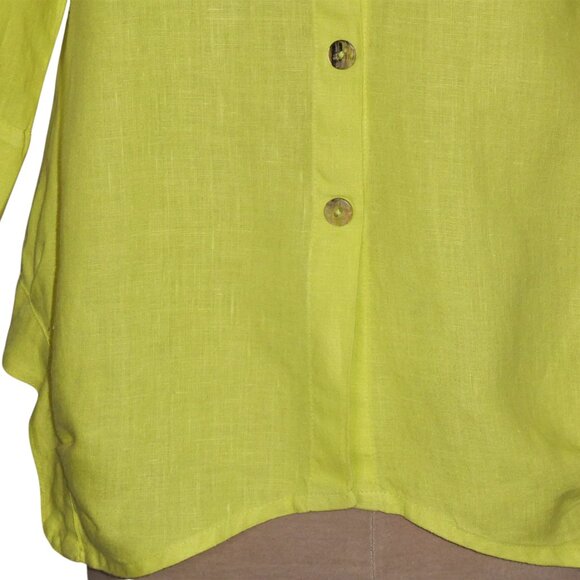 Click by Colour Me Cotton 100% Linen Green 3/4 Sleeve Tunic Top Size Small - Picture 6 of 10